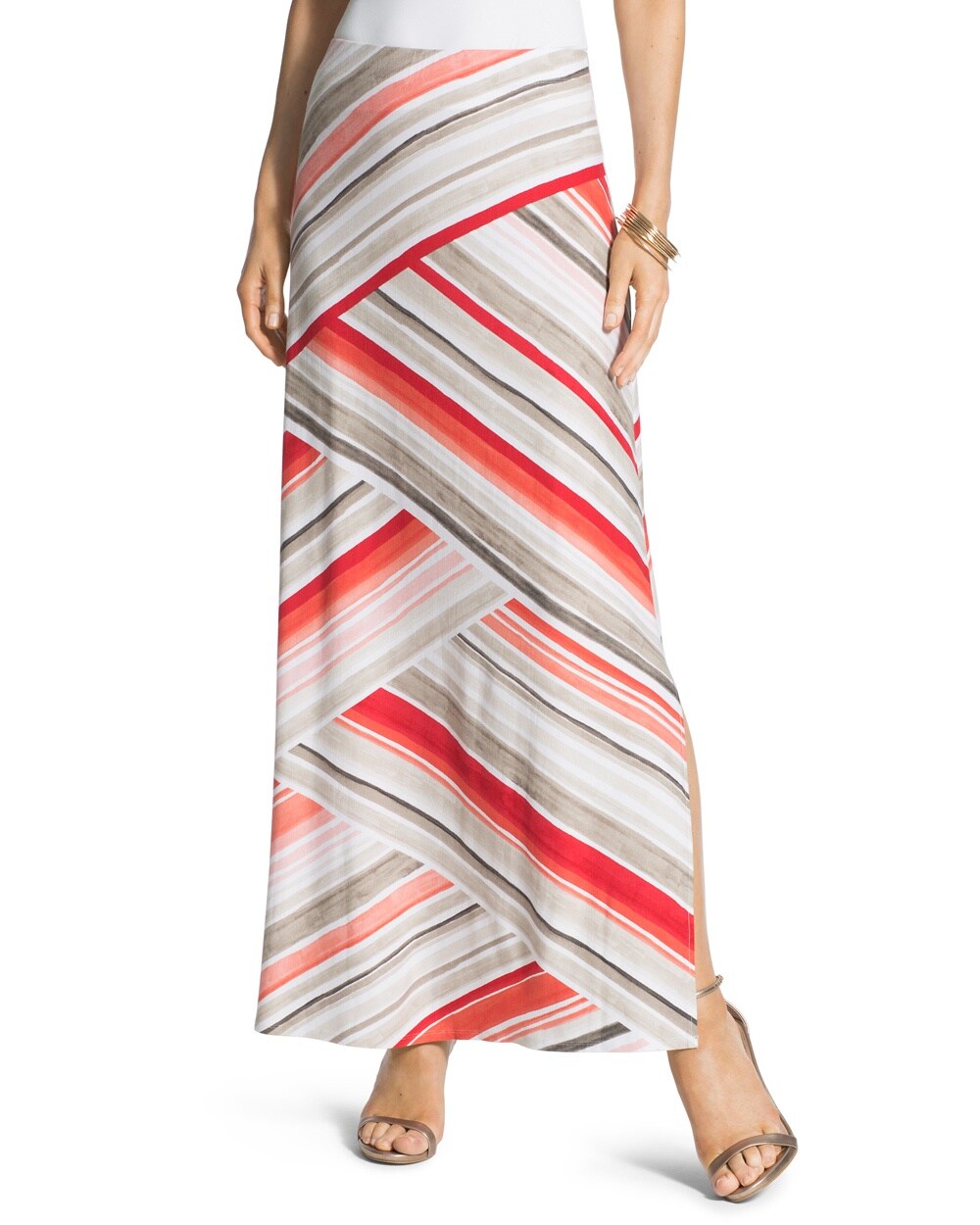 Red-Striped Maxi Skirt
