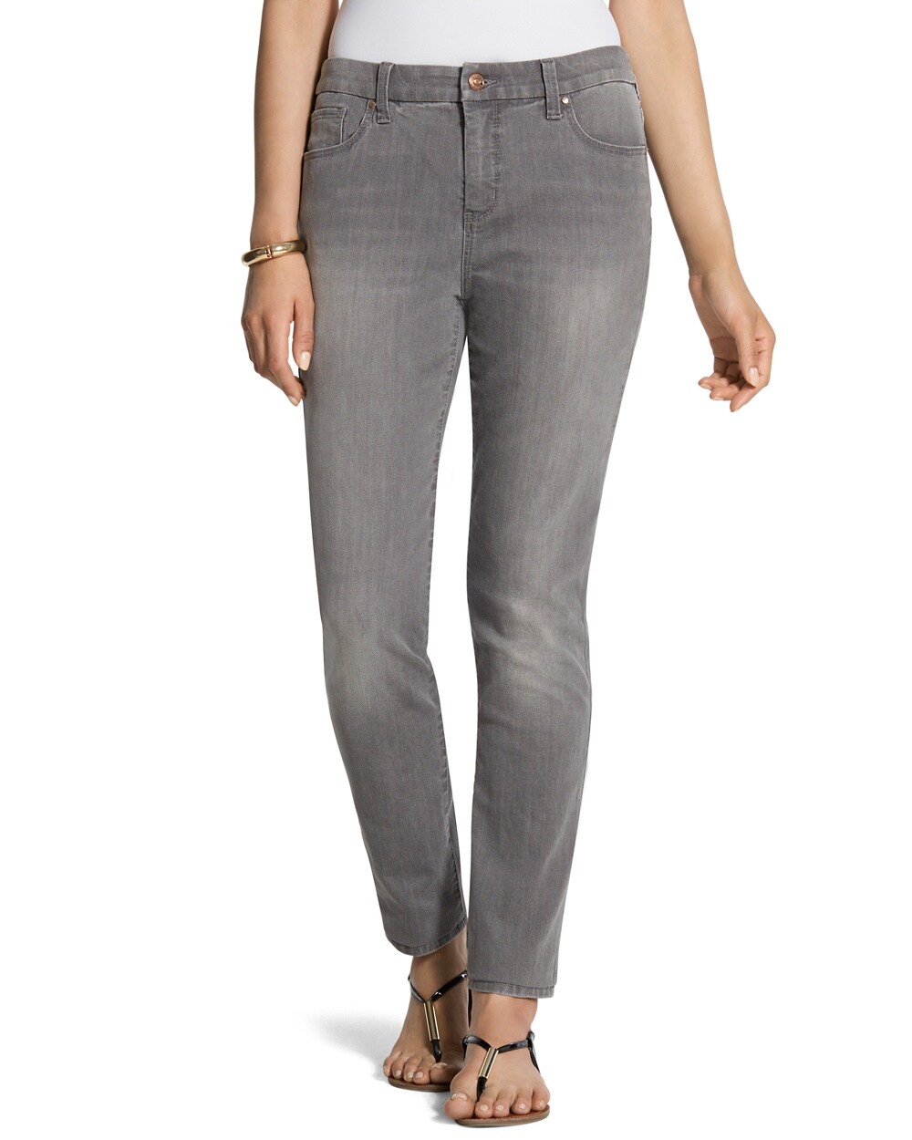 So Slimming Girlfriend Ankle Jeans in Gray