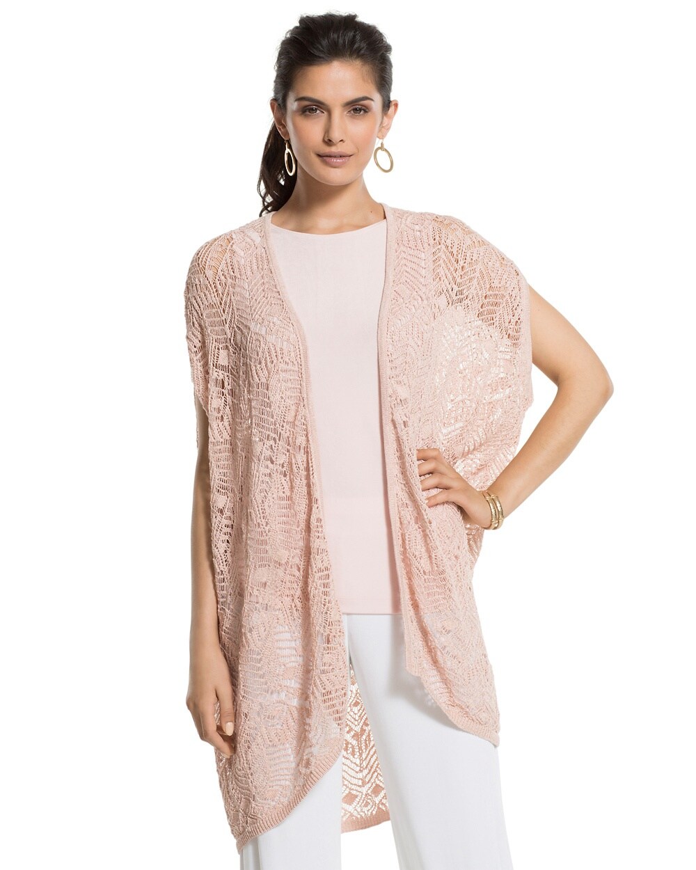 Travelers Collection Lacey Stitch Cardigan
