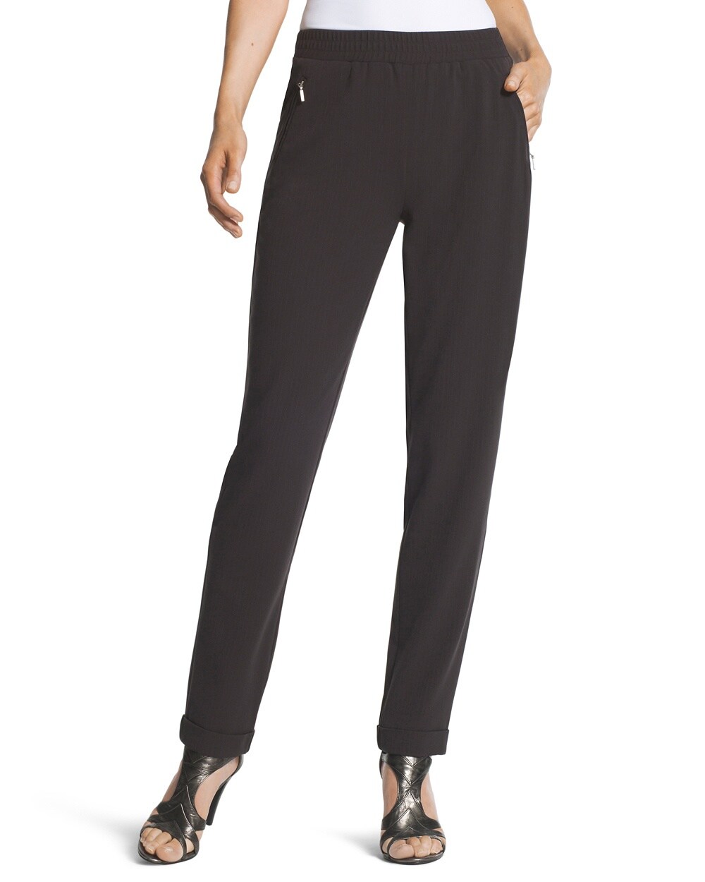 Magique Pinstriped Tapered Ankle Pants