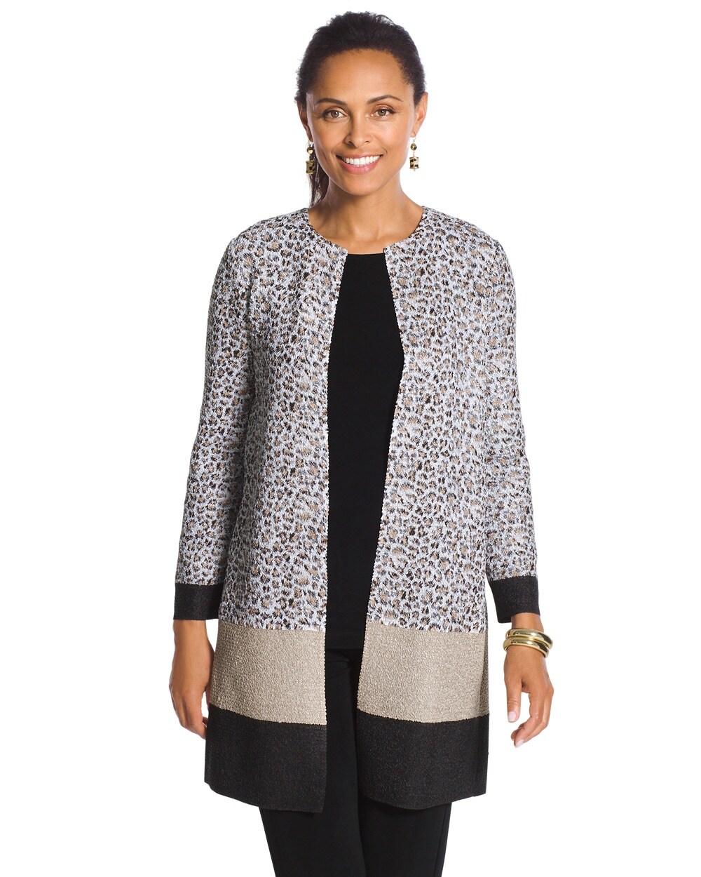 Travelers Collection Animal-Print Duster Jacket