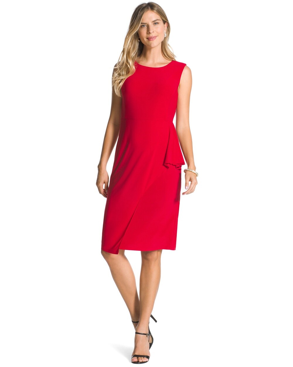 Faux-Wrap Red Dress
