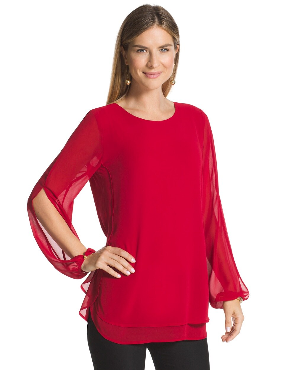 Double-Layer Amara Red Top - Chicos