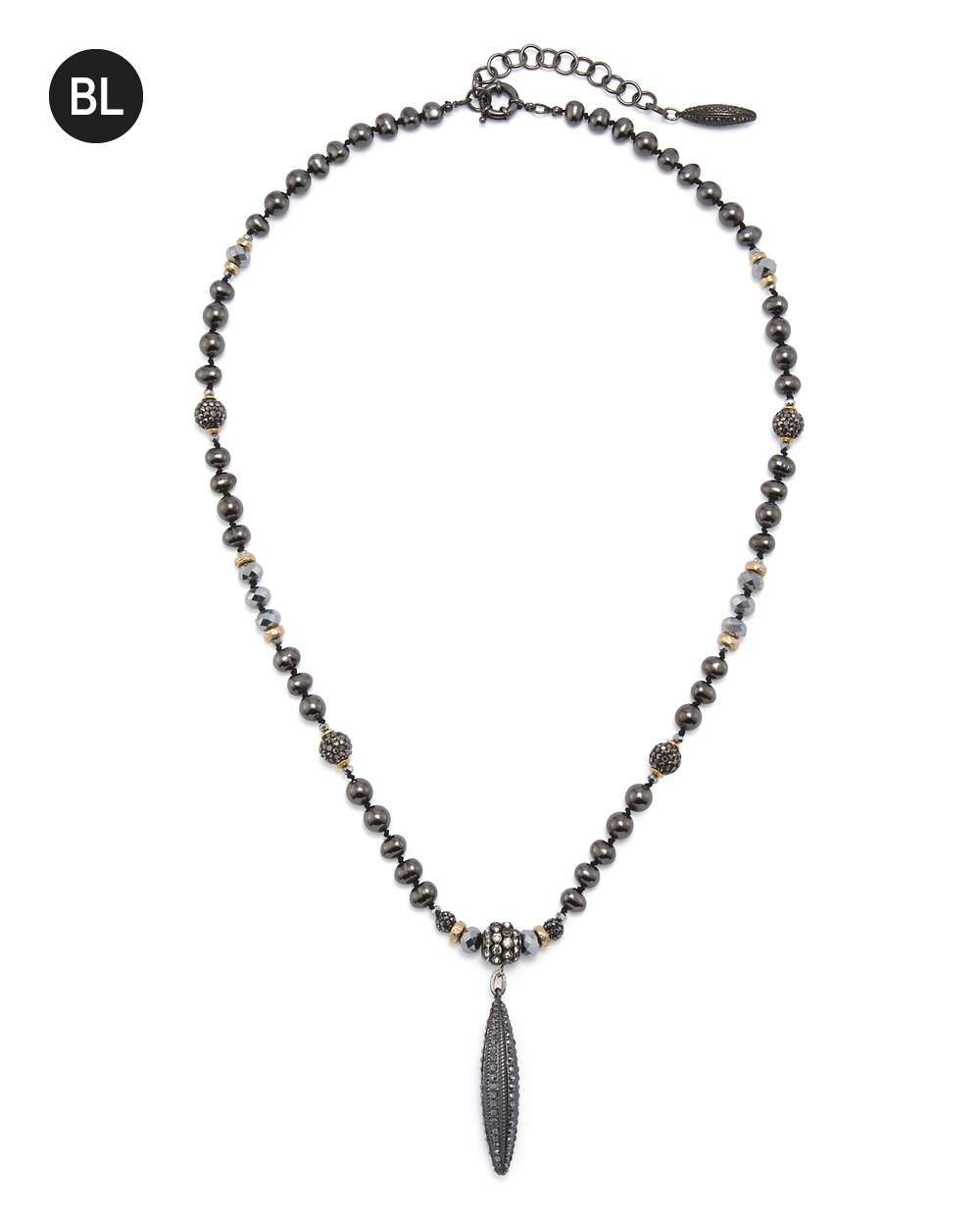 Black Label Hematite Pendant Necklace