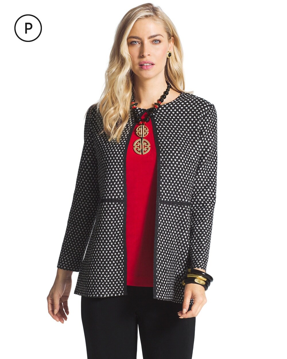 Travelers Collection Petite Lovely Lisa Dot Print Jacket