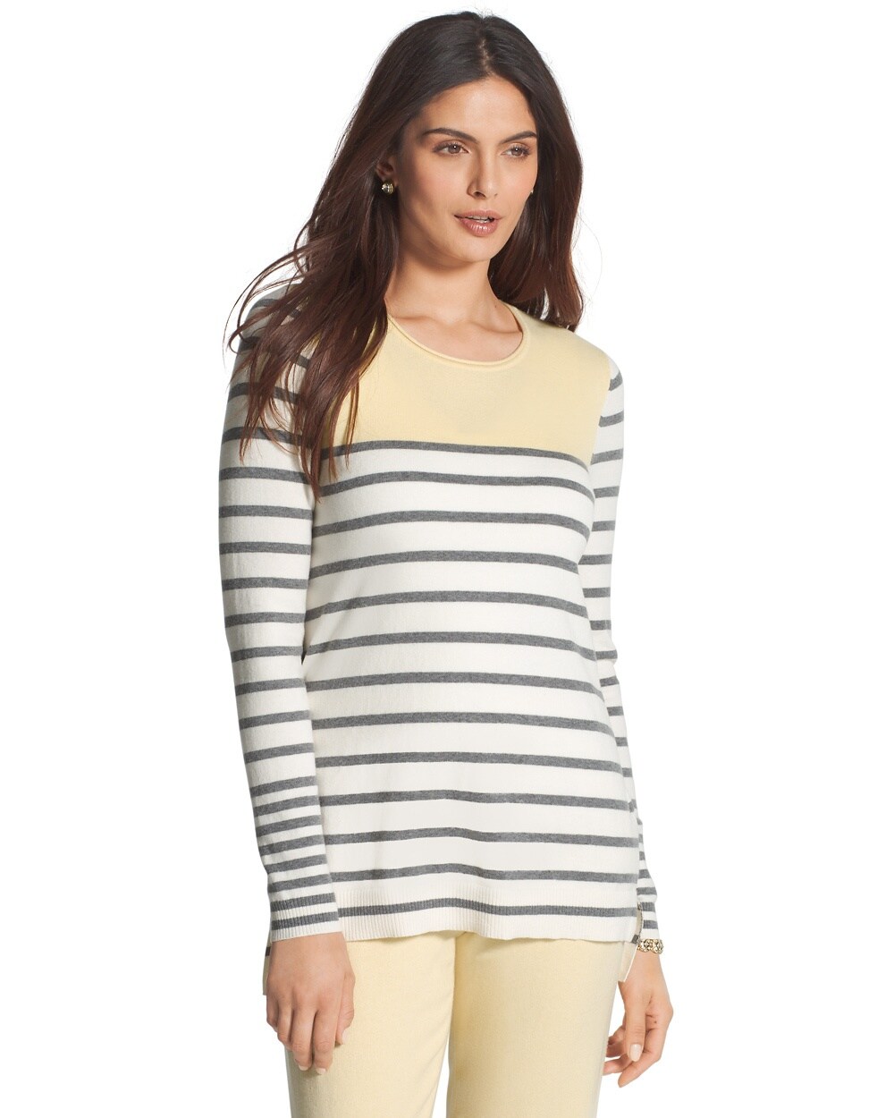Cotton Cashmere Blocked Stripe Sweater - Chico's
