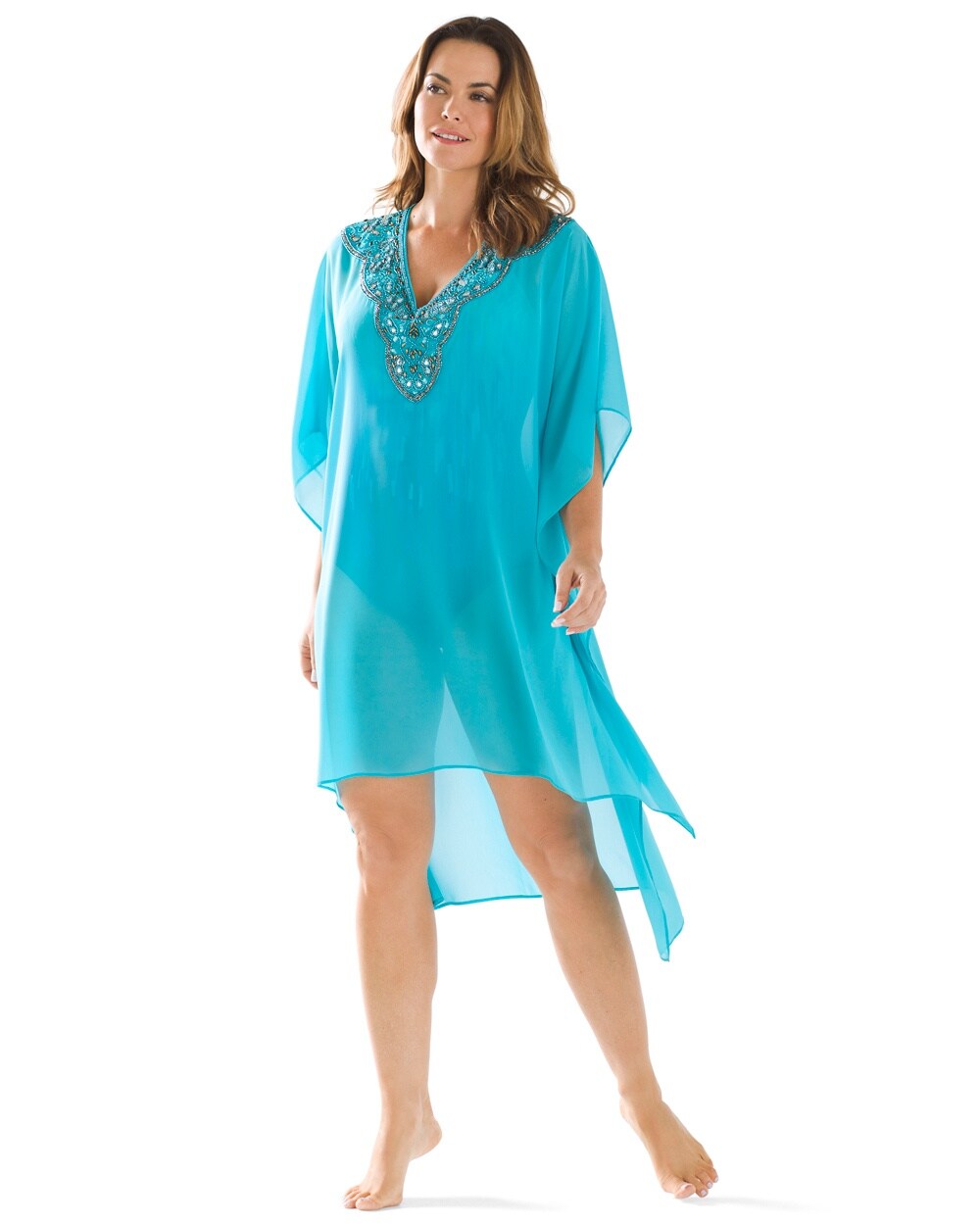 Embellished Caftan Swim Cover Up - Chicos