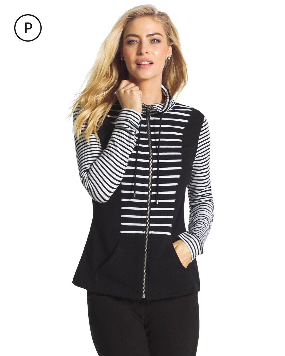 Zenergy Knit Collection Petite Stripe Inset Jacket