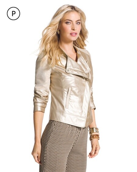 Petite Faux-Leather Champagne Jacket - Chico's