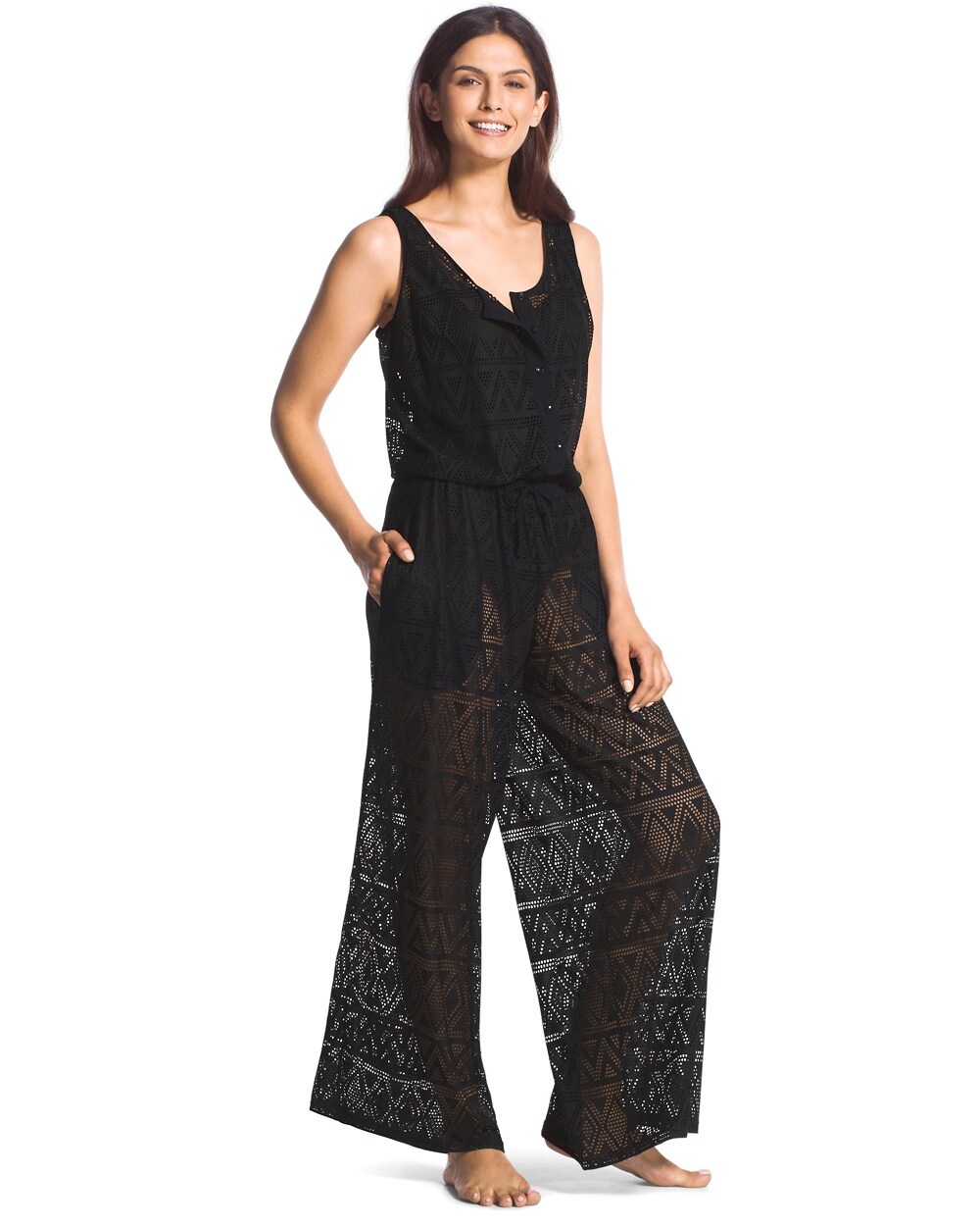 Profile by Gottex Crocheted Jumpsuit Swim Cover Up
