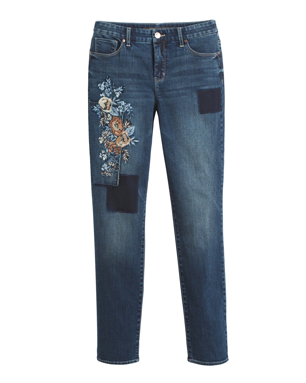 So Slimming Floral Patchwork Girlfriend Jeans - Chico's