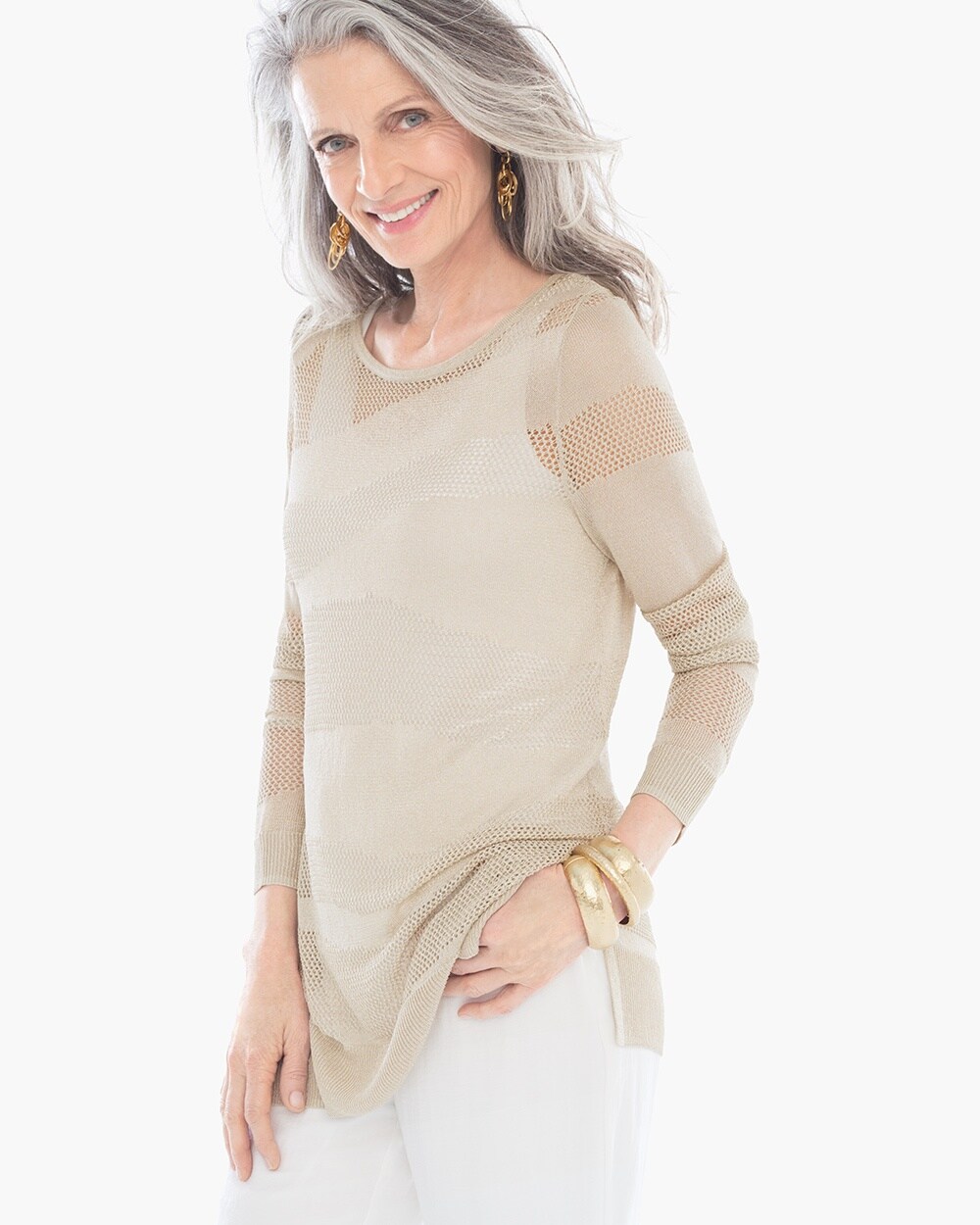 Travelers Collection Woven Shimmer Pullover