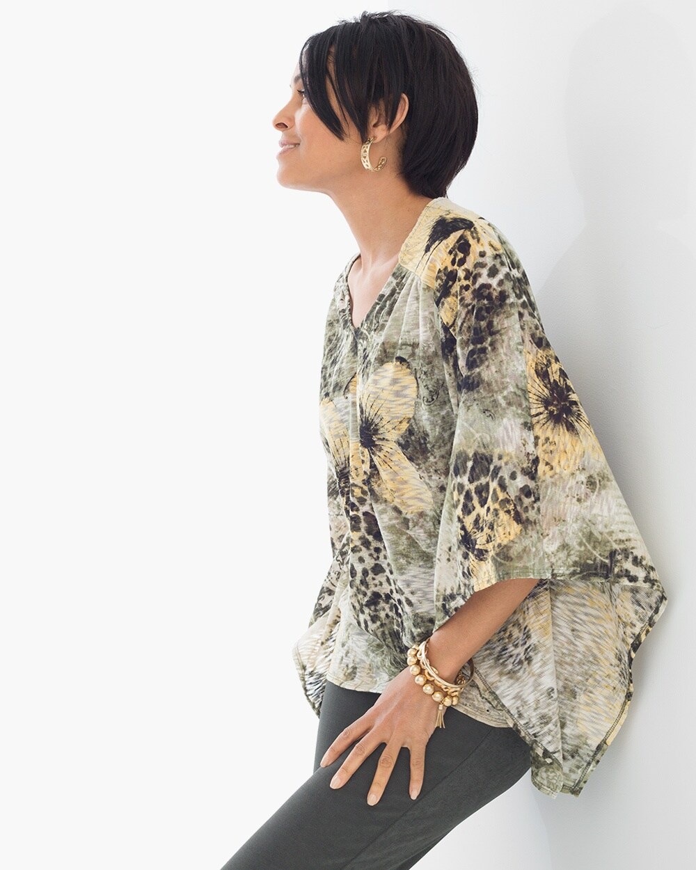 Travelers Collection Floral Print Top