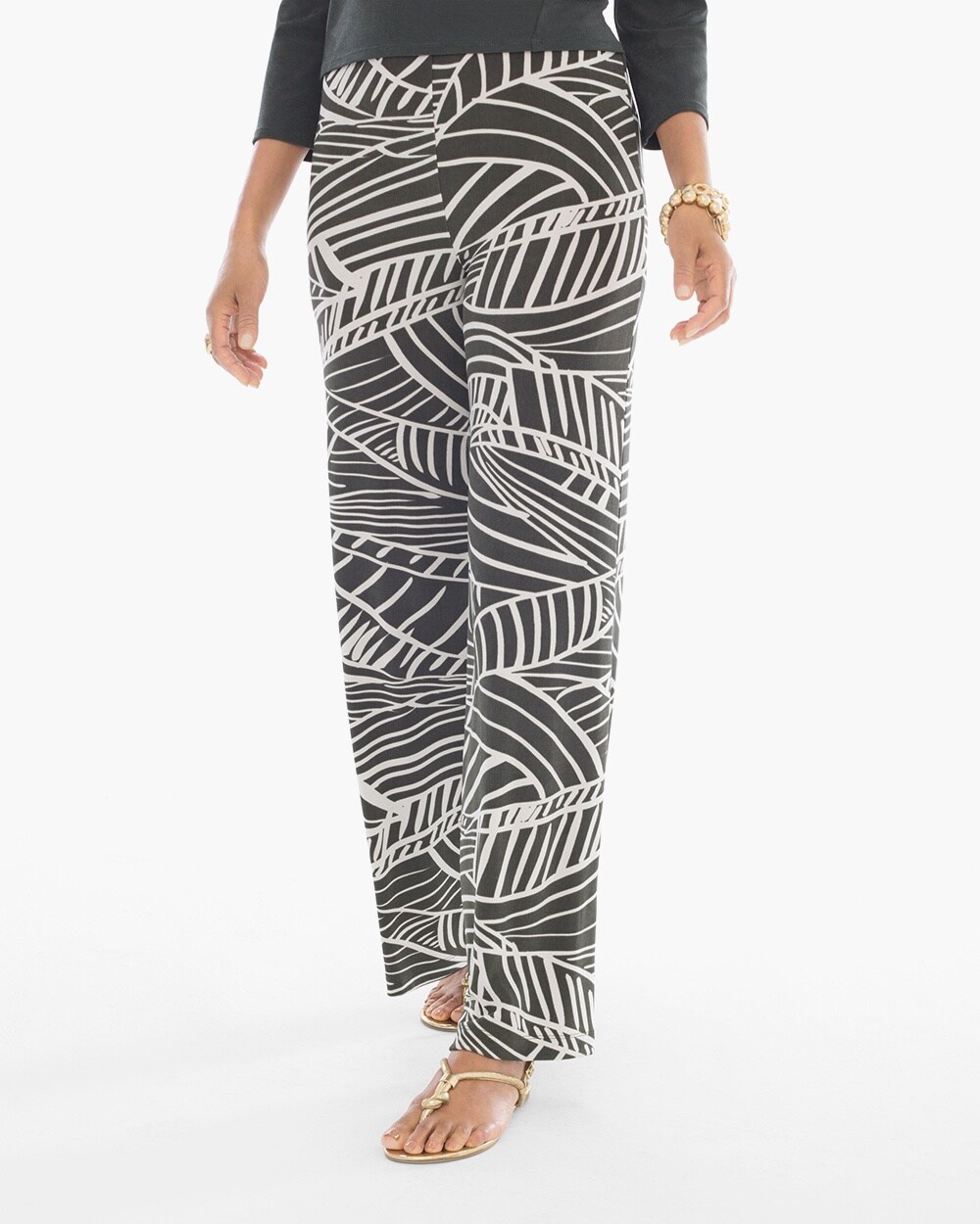 Travelers Classic Linear Leaves Palazzo Pants