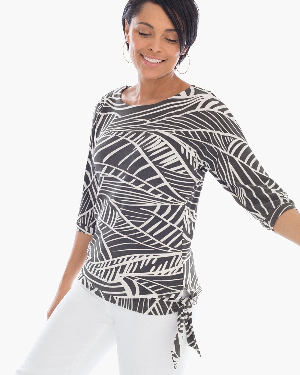 Travelers Classic Linear Leaves Side-Tie Top