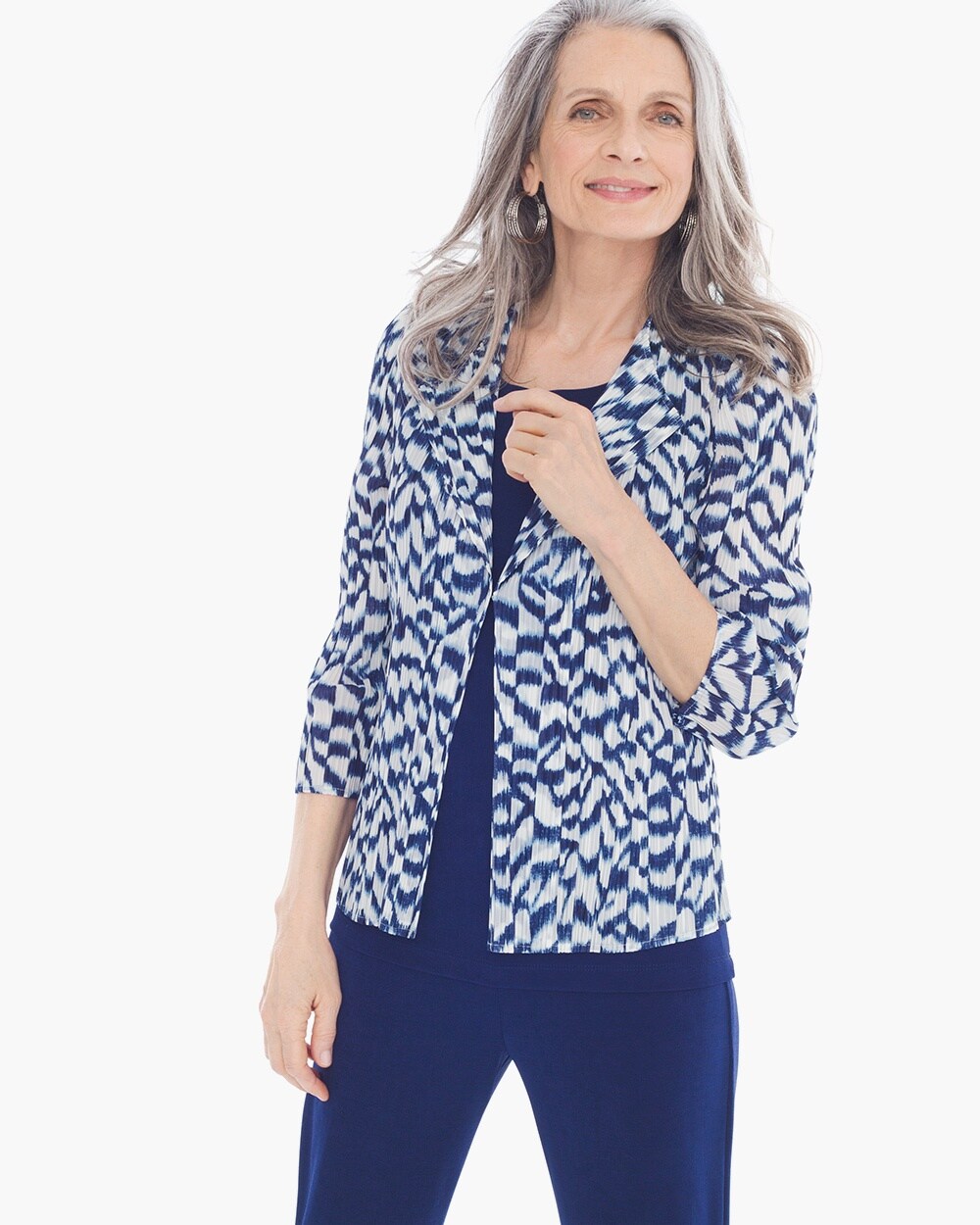 Travelers Collection Brushstroke Stripes Pleated Jacket