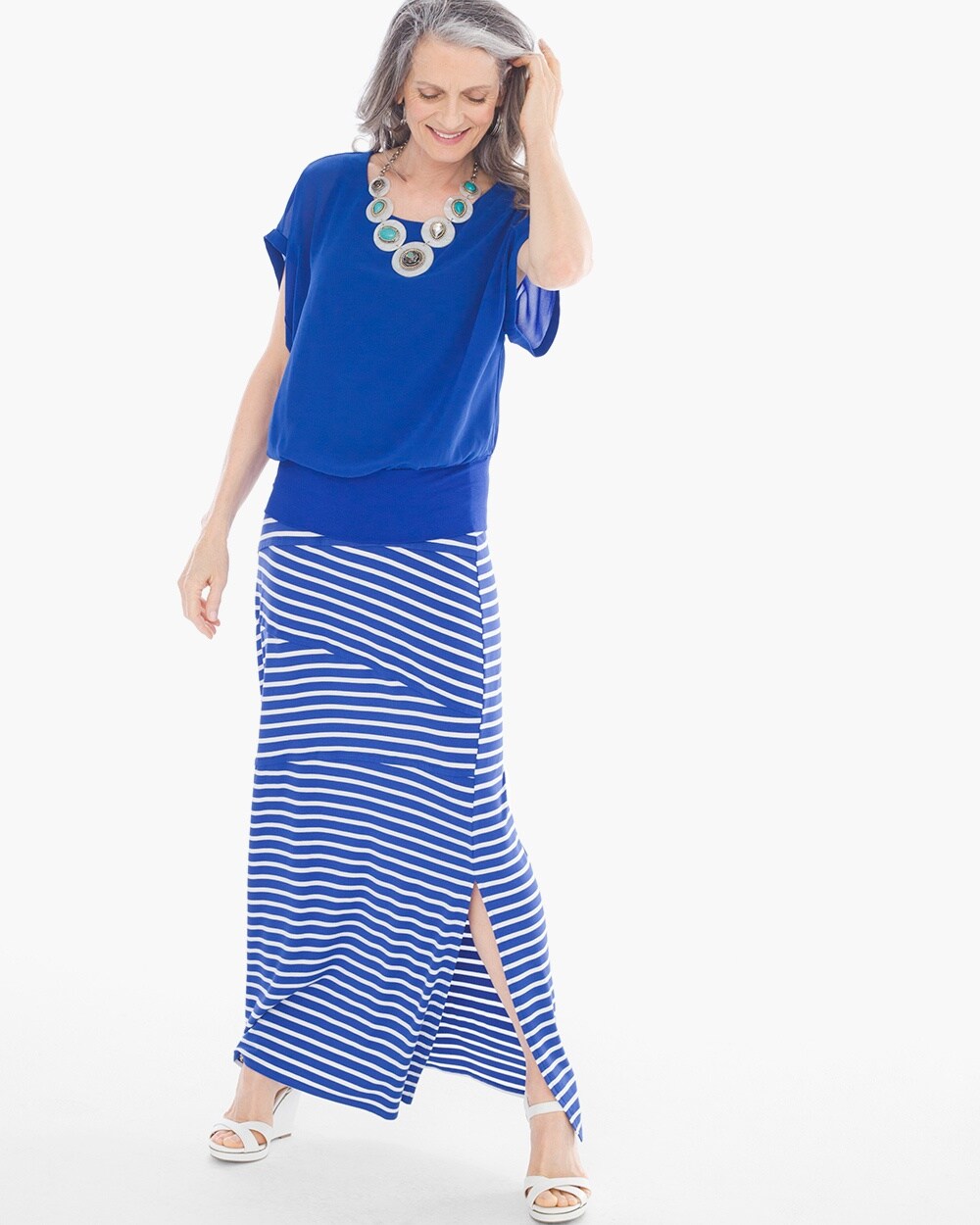 Blue And White Striped Skirt 105