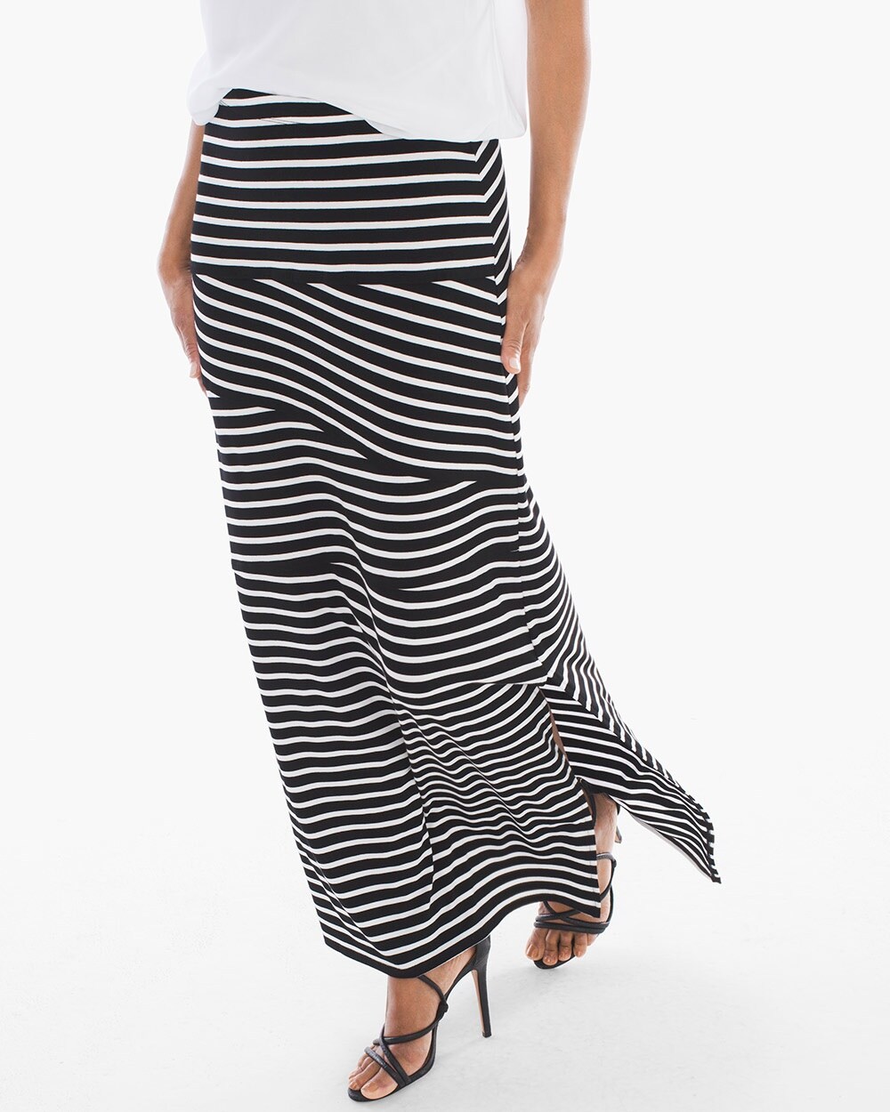 Tinley Black and White Striped Maxi Skirt