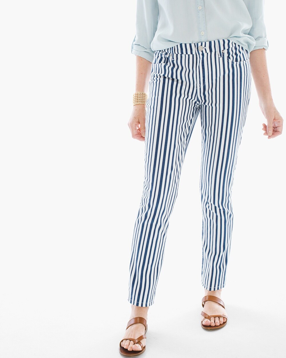 So Slimming Striped Girlfriend Ankle Jeans