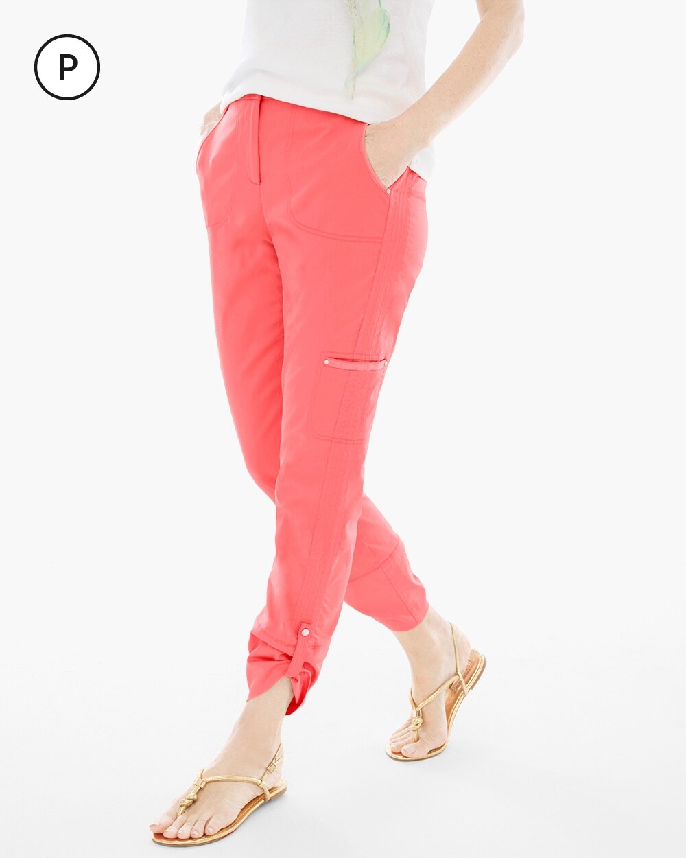 Petite Luxe Twill Utility Crop Pants
