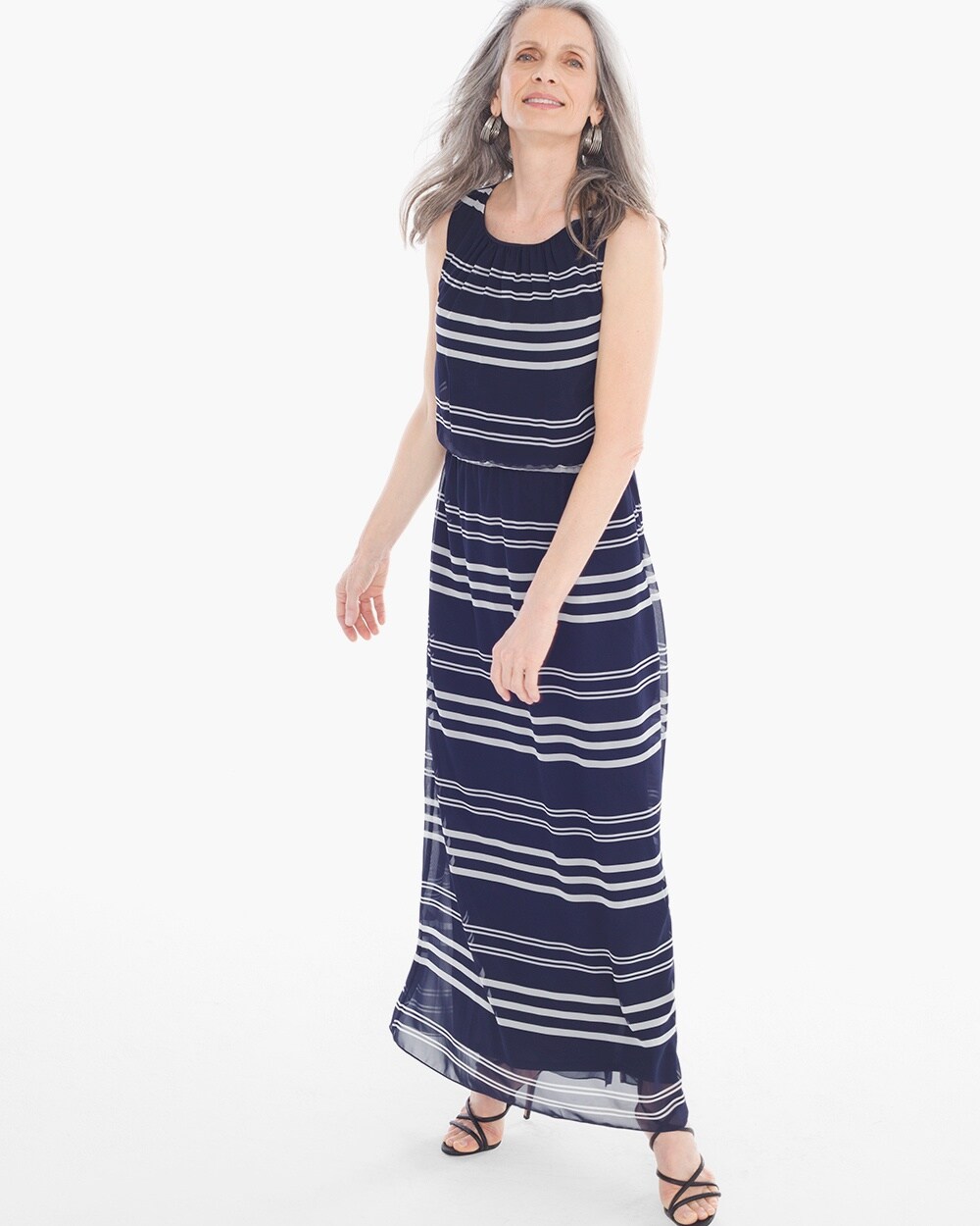 Bi-Color Stripe Maxi Dress