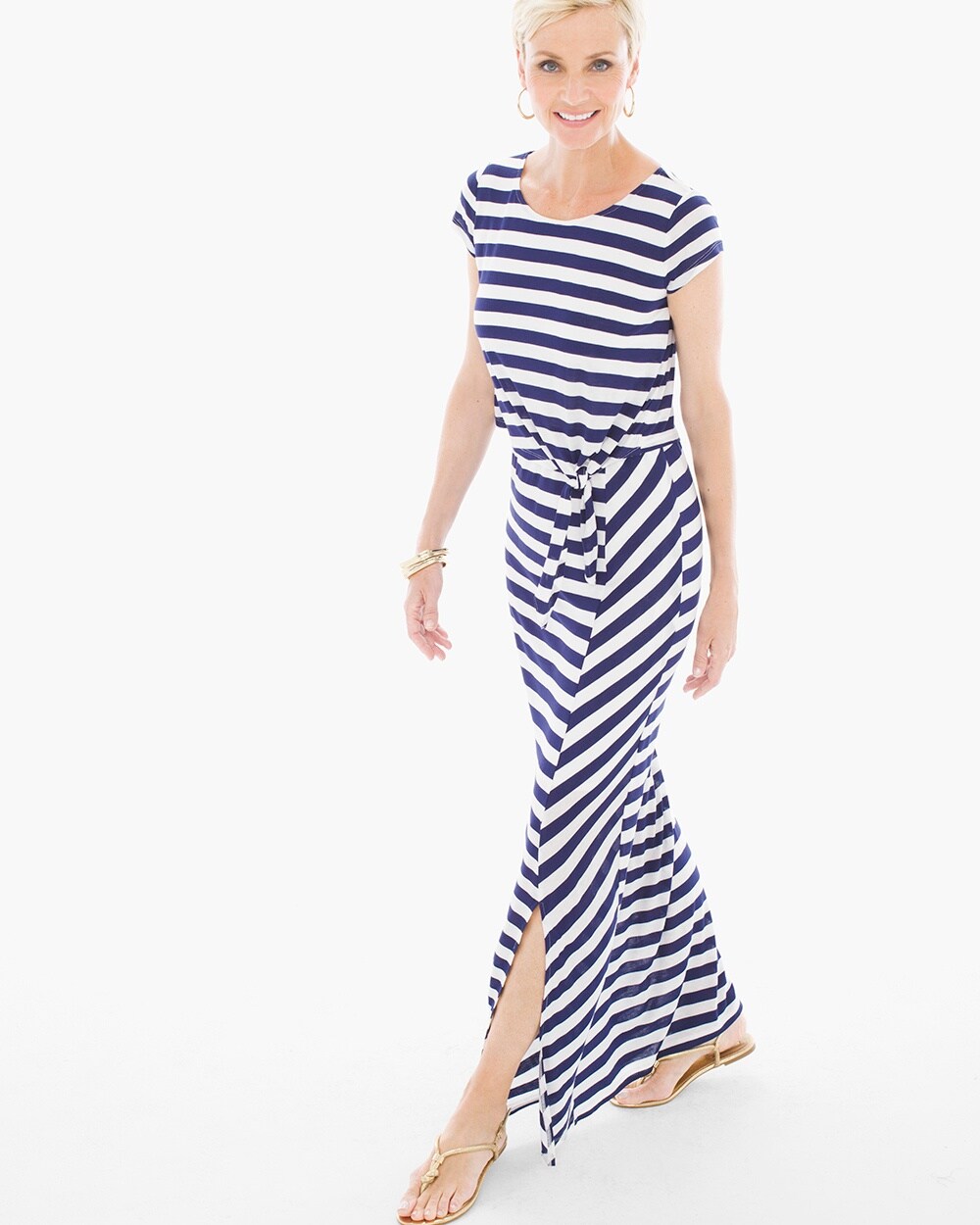 Stripe Popover Maxi Dress