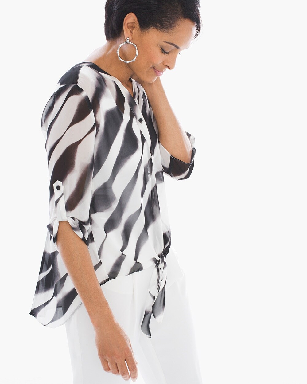 Ethereal Stripe Tie-Front Top