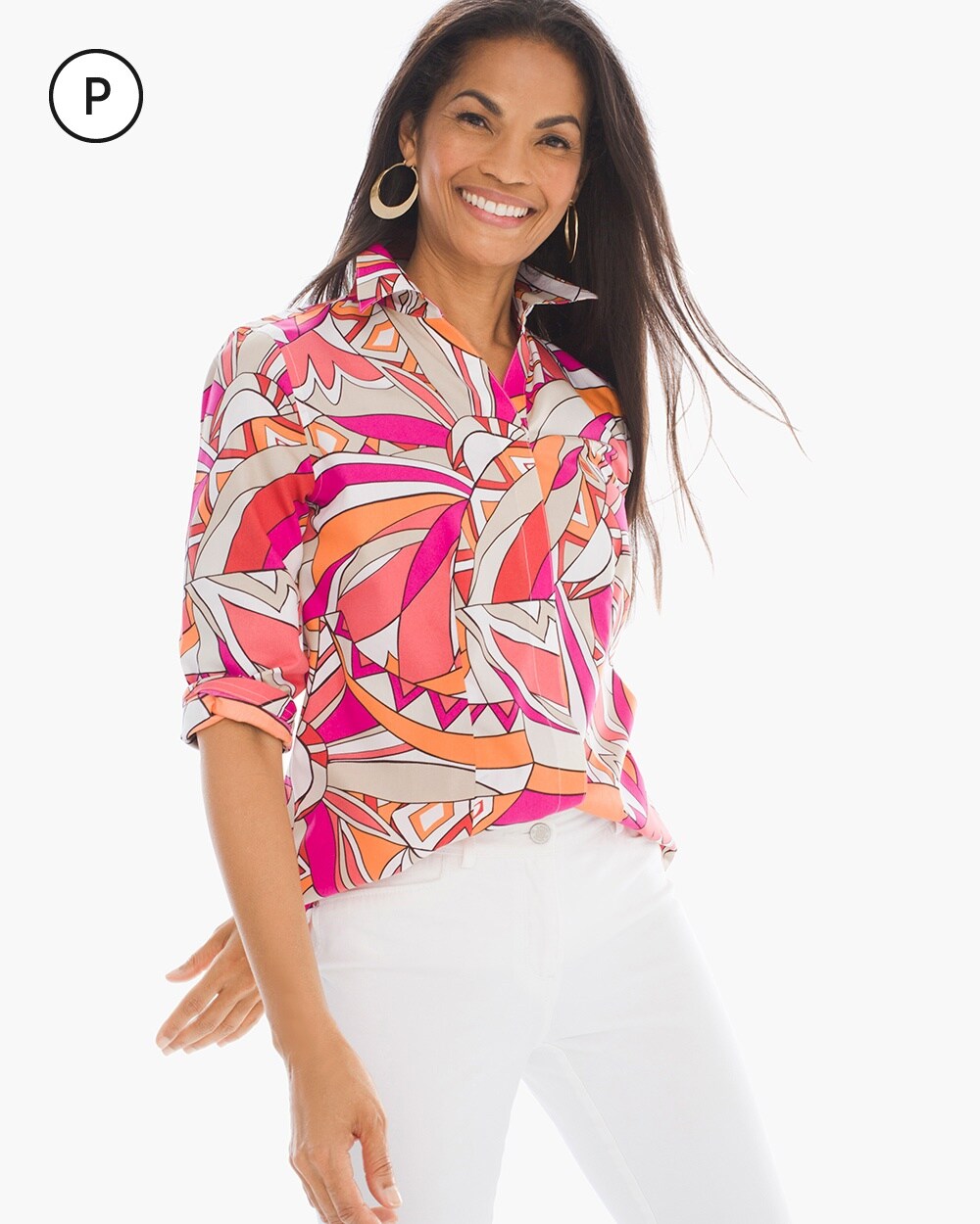 Effortless Petite Abstract Floral Shirt