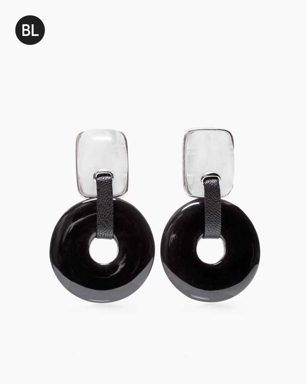Black Label Black and White Clip-on Earrings