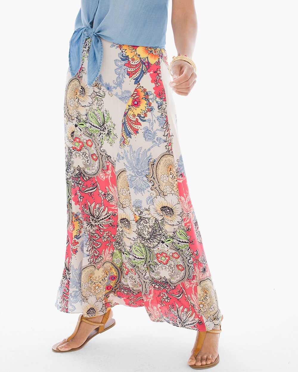 Patchwork Floral Maxi Skirt