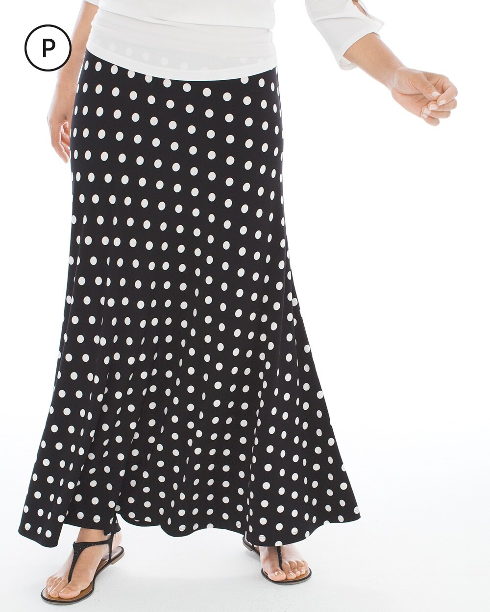 Petite Aria Polka-Dot Maxi Skirt