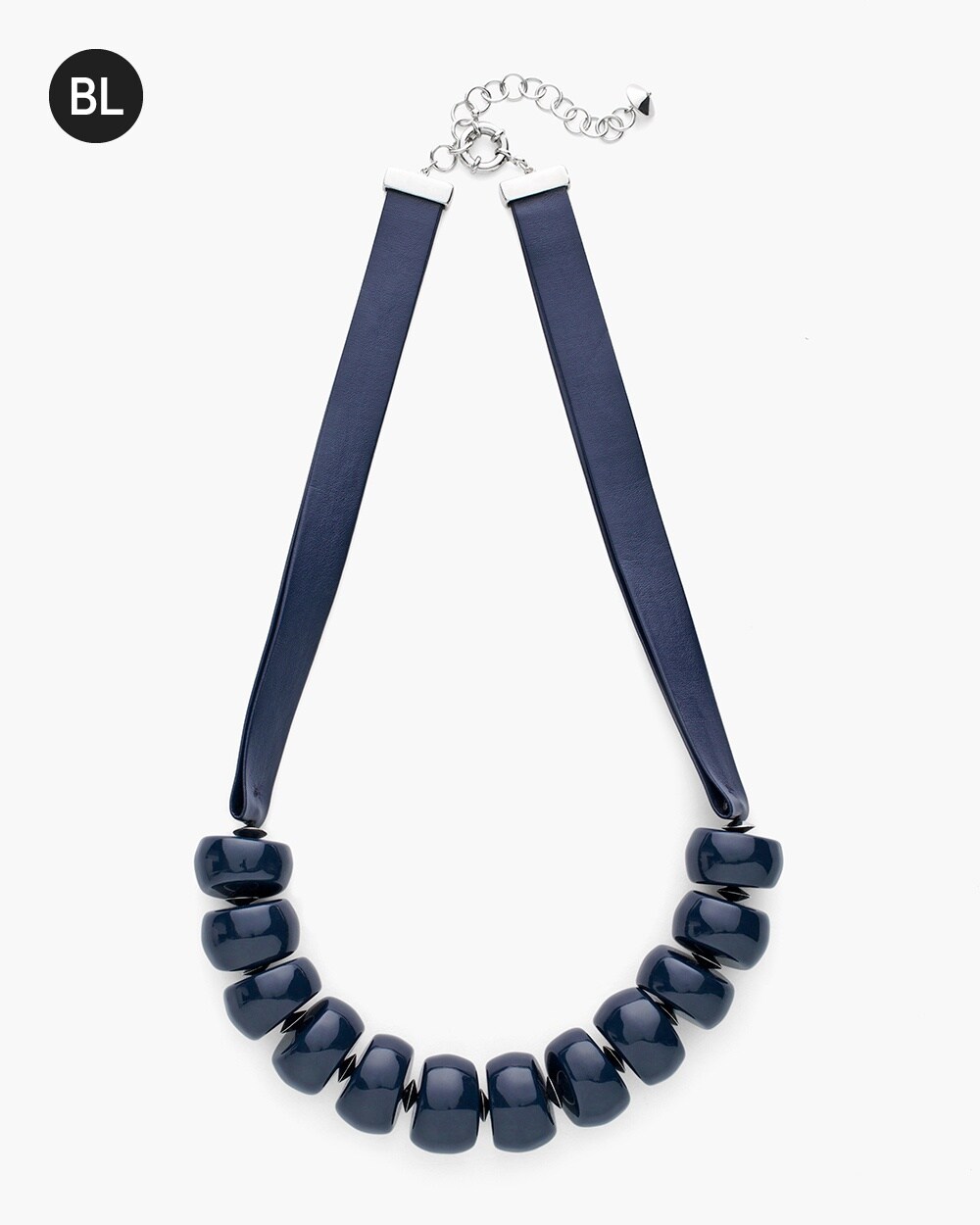 Black Label Long Blue Beaded Necklace