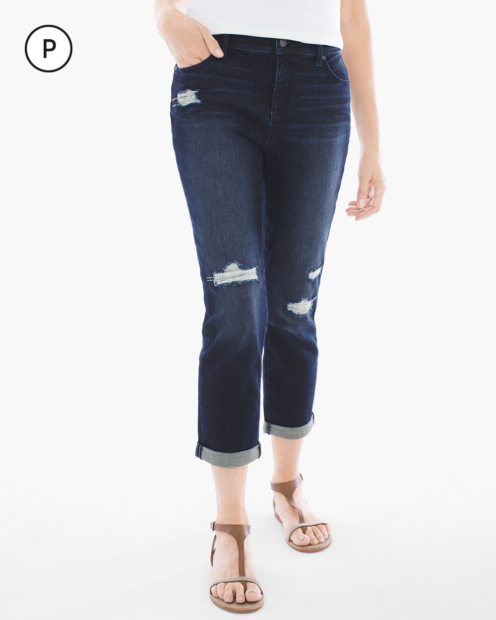 So Slimming Petite Repaired Girlfriend Crop Jeans