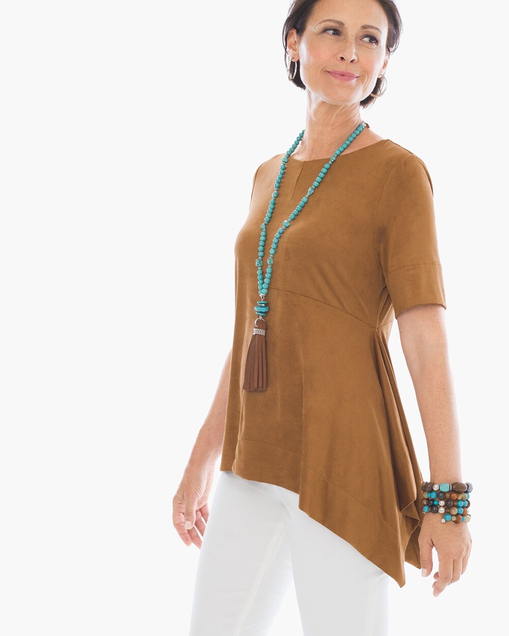 Faux-Suede Angled Top