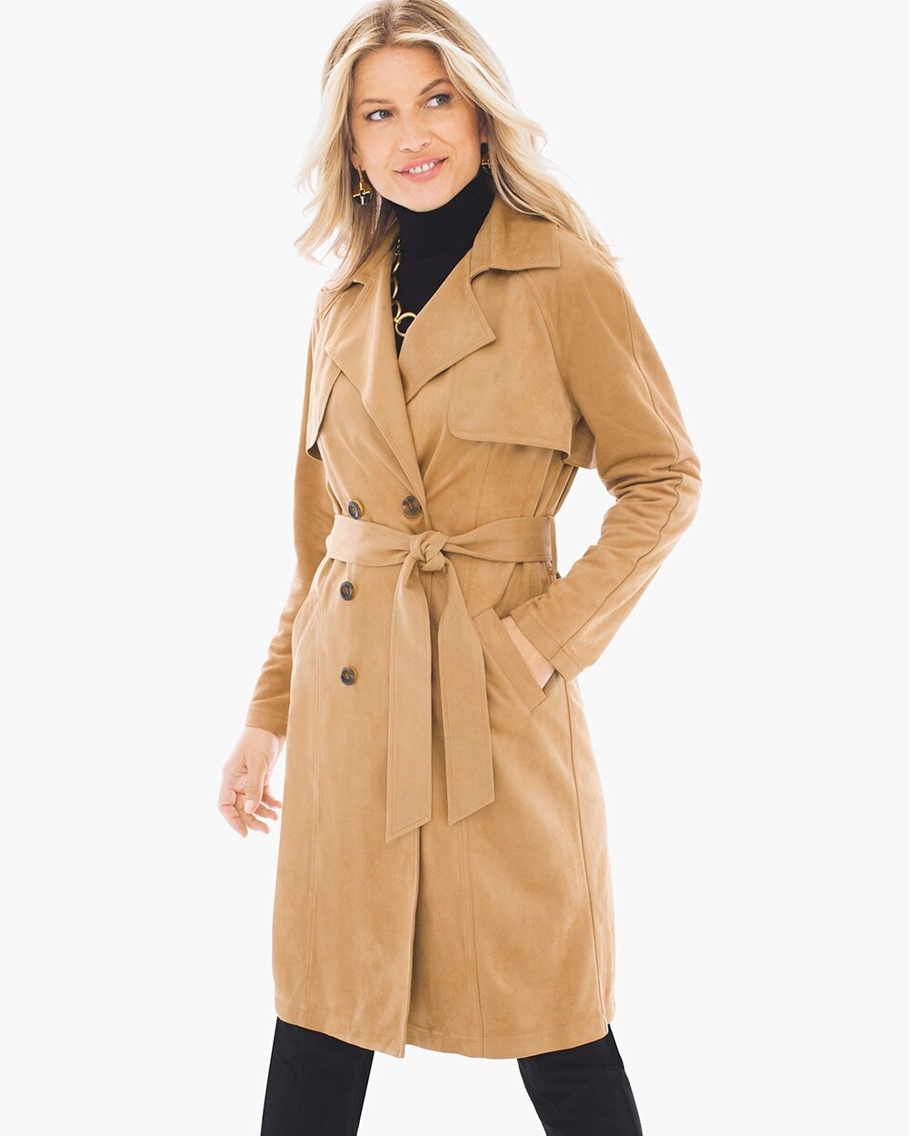 Faux-Suede Trench Jacket