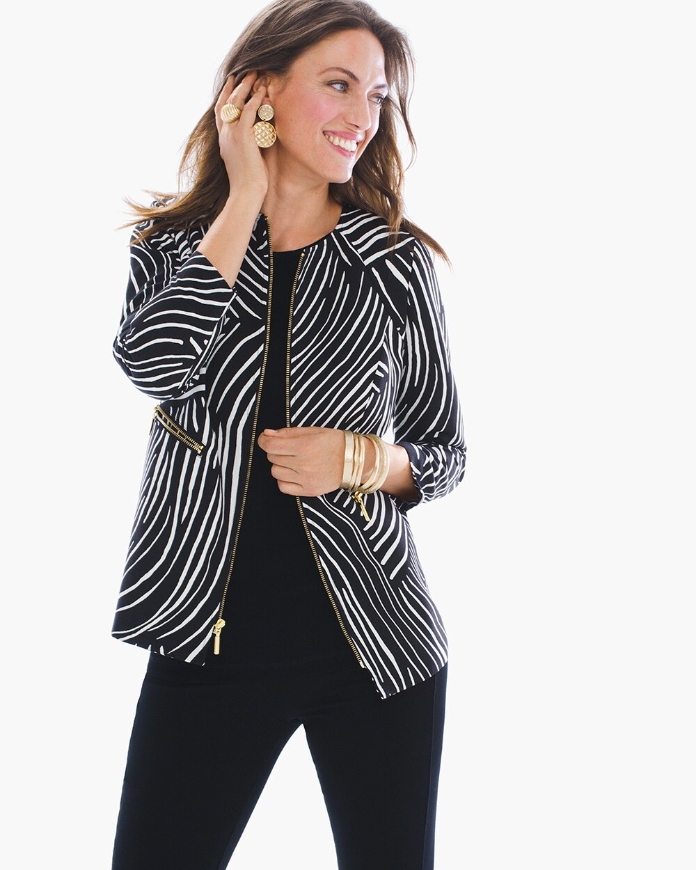 Travelers Collection Zebra-Print Structured Jacket