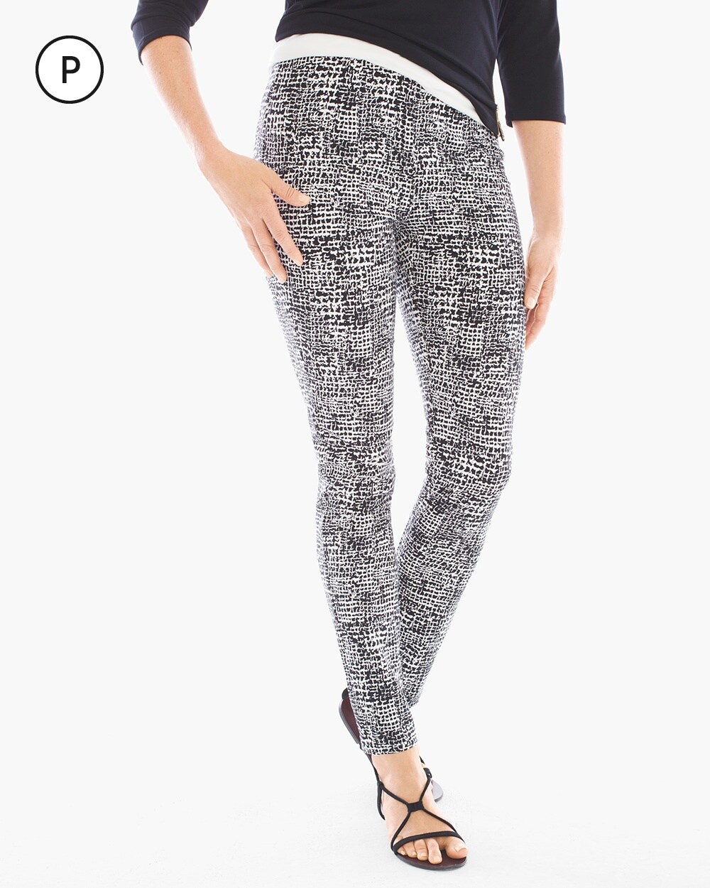 Travelers Collection Petite Abstract Slim-Fit Pants
