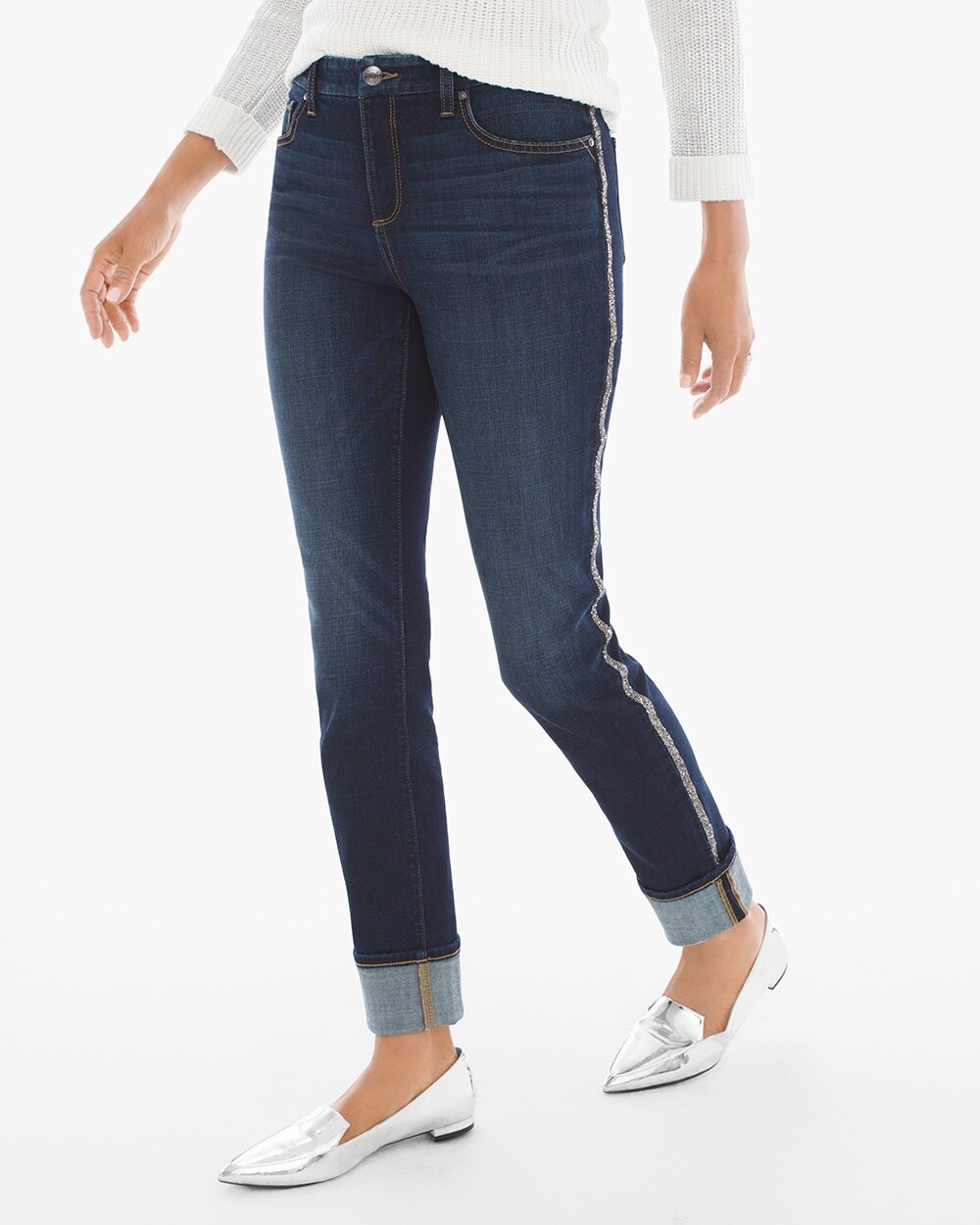 So Slimming Side Embellished Girlfriend Jeans