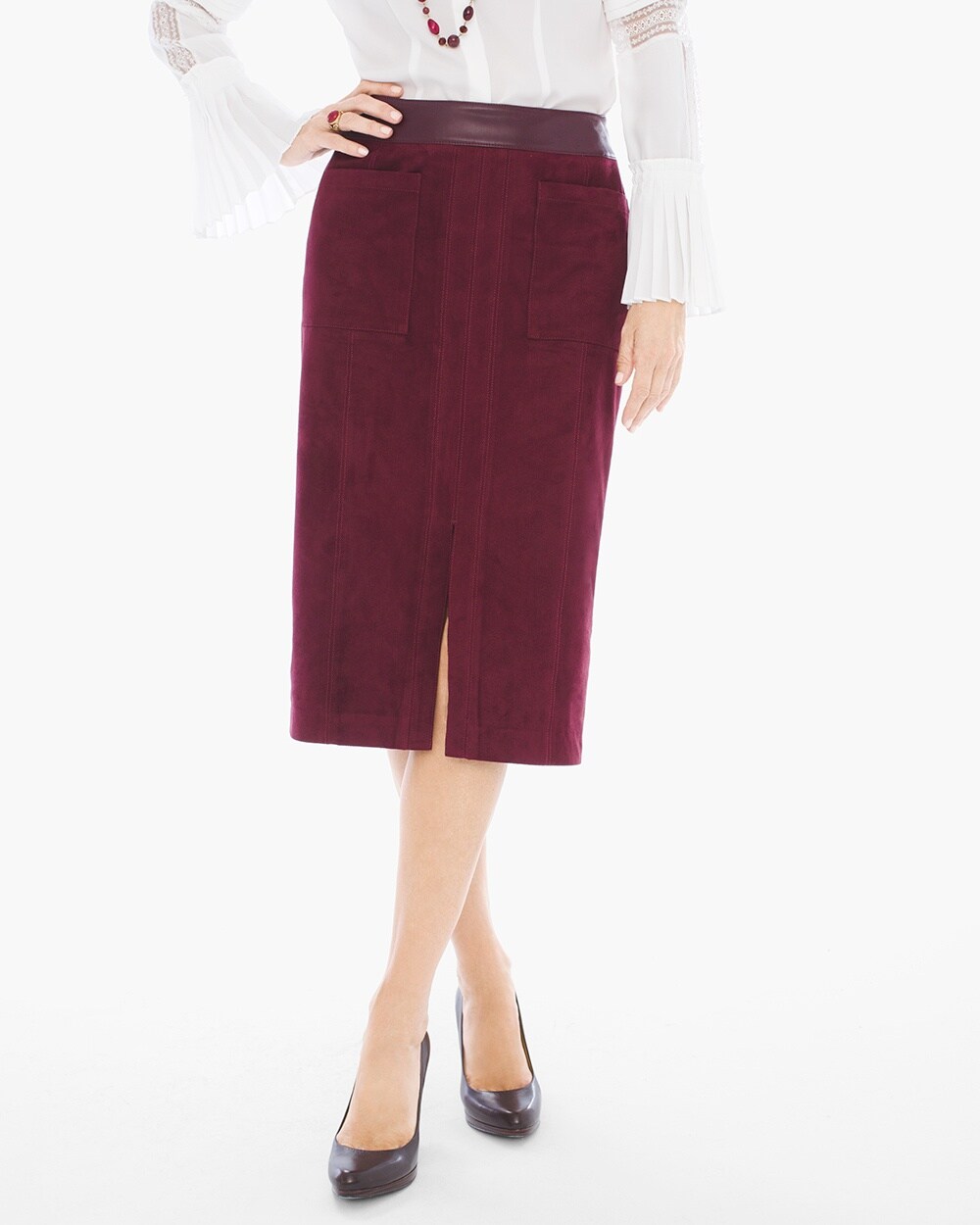 Faux-Suede Midi Skirt