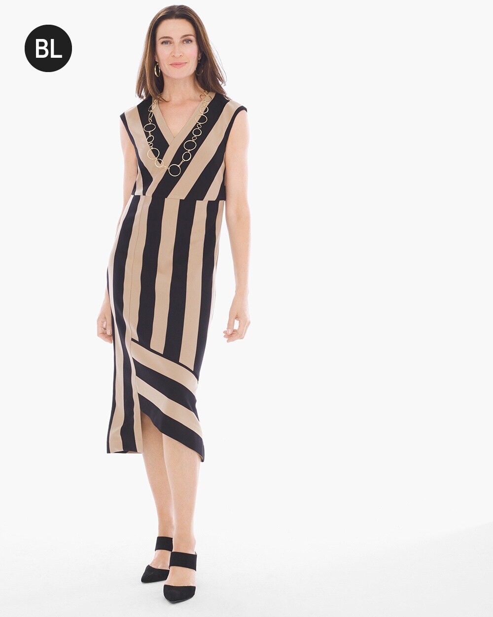 Black Label Asymmetrical Stripe Dress