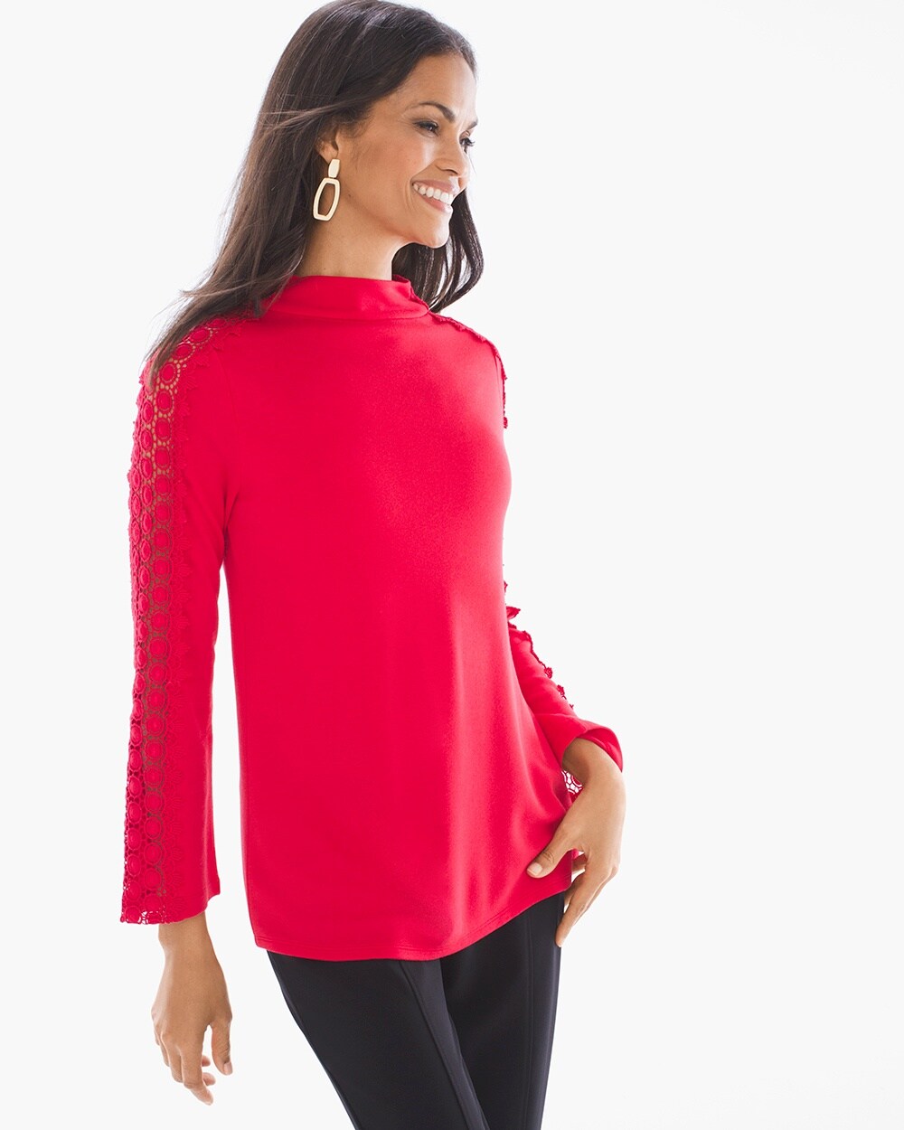 Ponte Lace-Sleeve Top