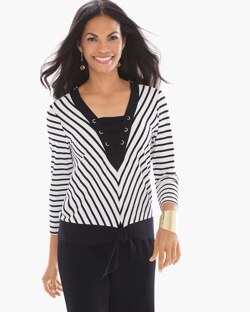 Knit Kit Striped Tie-Front Top