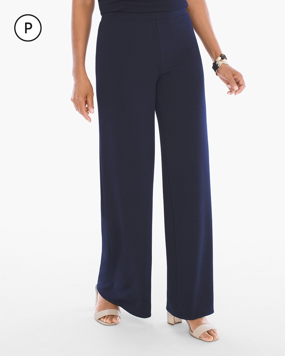 Travelers Collection Petite Textured Wide-Leg Pants