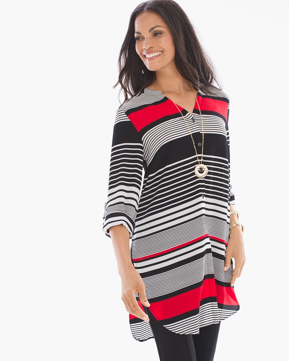Stripe Transitions Tie-Front Top