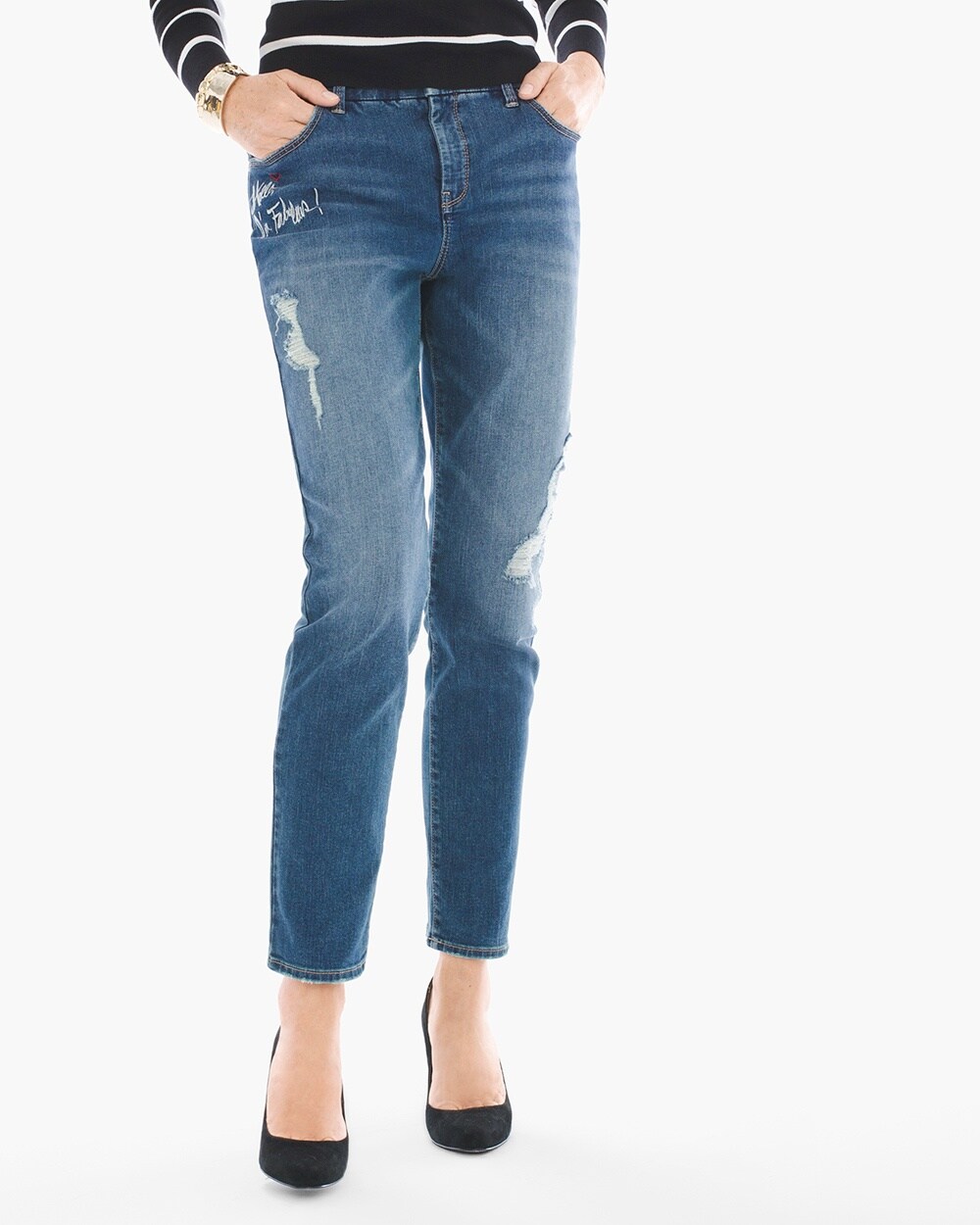 So Slimming Conversational Girlfriend Ankle Jeans
