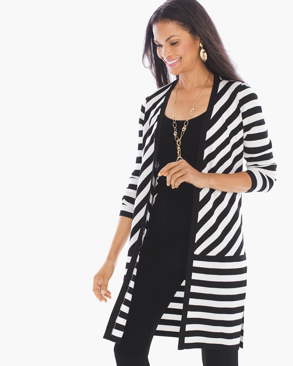 Travelers Collection Striped Sweater Duster
