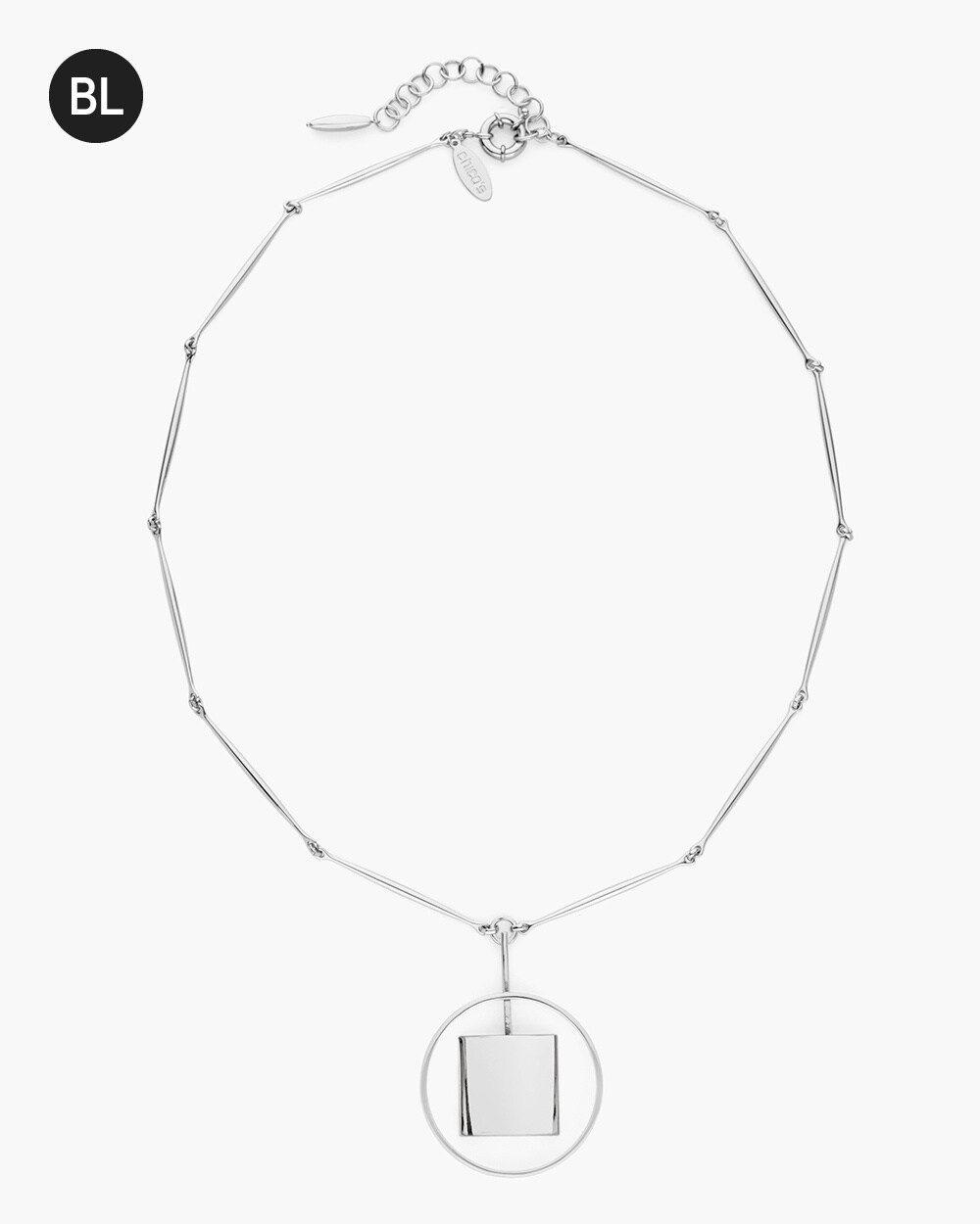 Black Label Silver-Tone Long Pendant Necklace