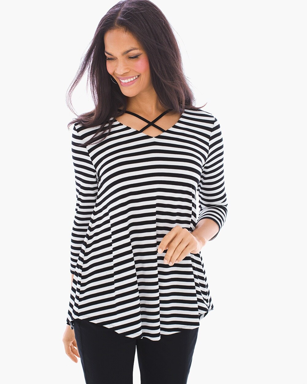 Striped Caged Knit Top