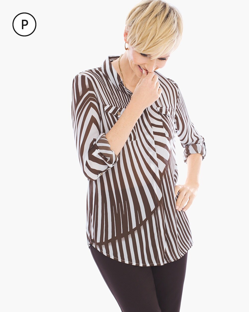 Petite Draped Zebra Shirt