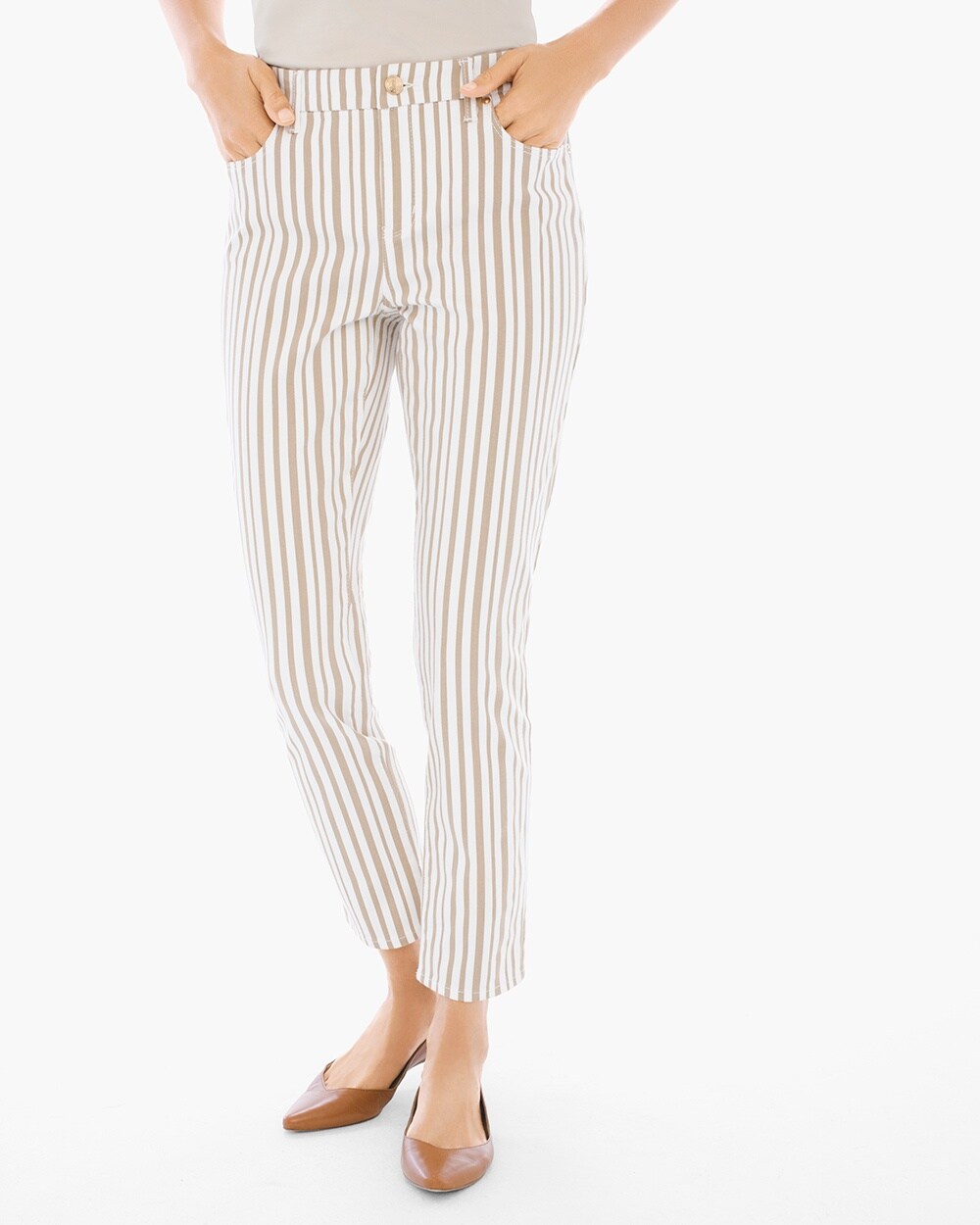 So Slimming Striped Girlfriend Ankle Jeans